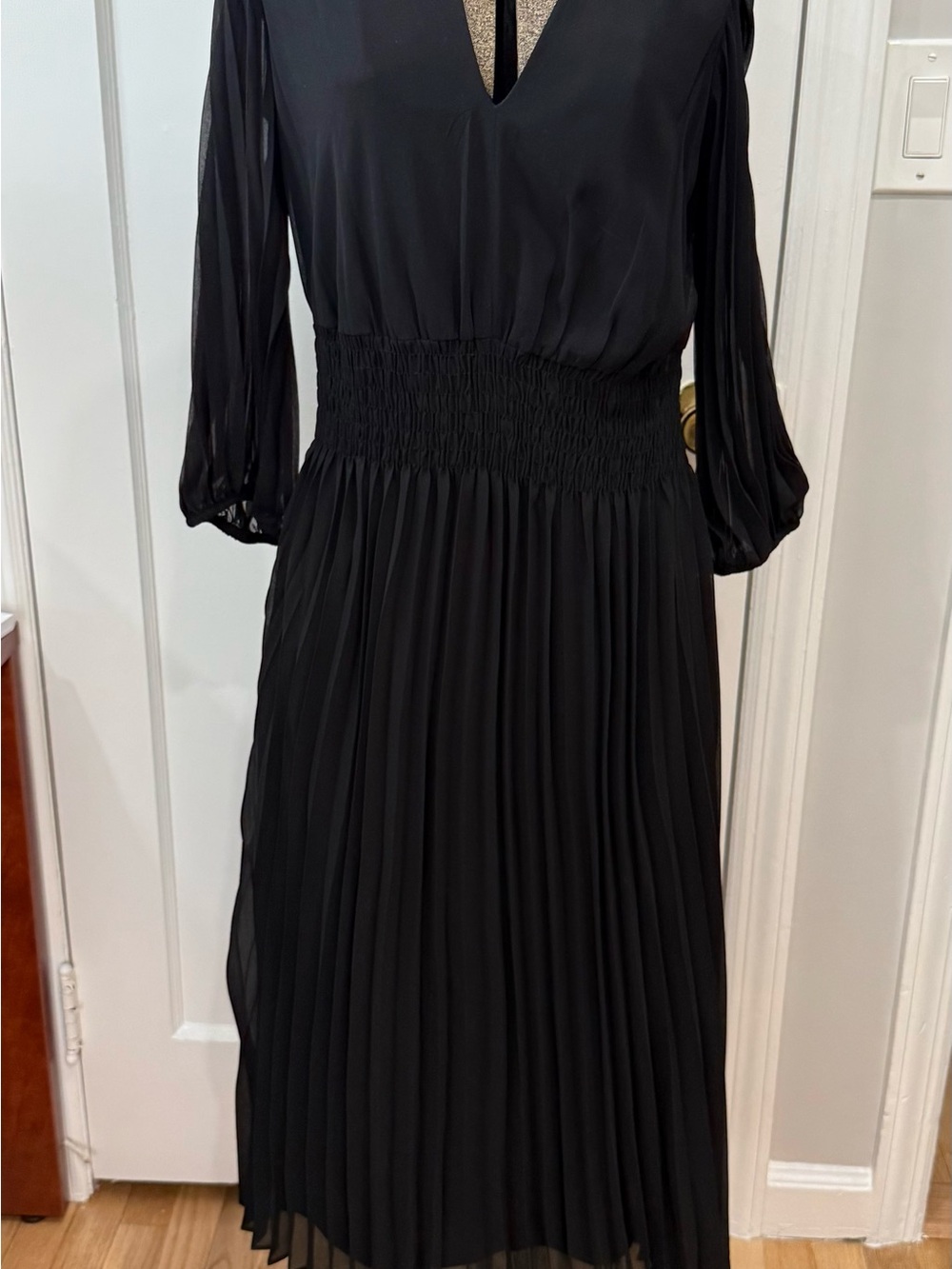 Just...Taylor Black Pleated Midi Dress